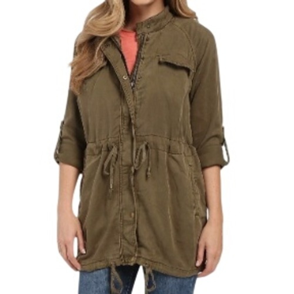 Lucky Brand Womens M Utility‎ Anorak Military Jacket in Olive Green